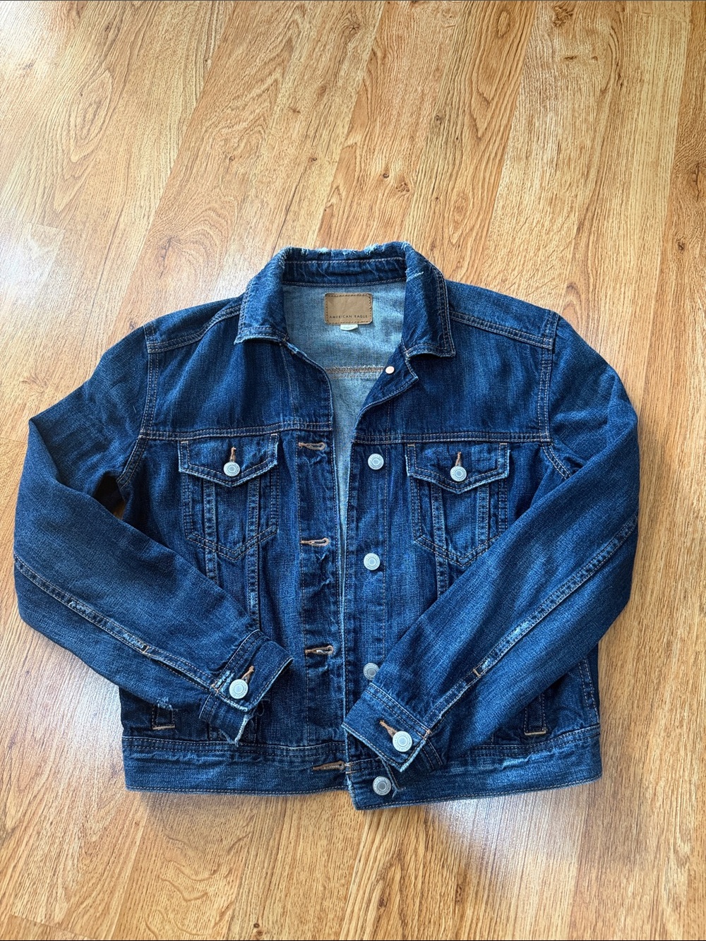 American Eagle Outfitters Dark Blue Denim Trucker Jacket